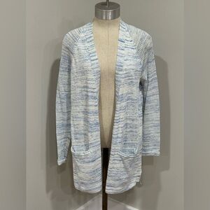 Talbots Light Blue and White Knit Cardigan Small Petite